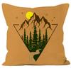 Almohada cuadrada con patrón de camping al aire libre, almohada de algodón PP, cojín de silla de felpa corta, almohada de lino, cojín de silla de estilo ins