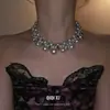 Colar de Strass e Pérola Imitação Estilo Francês de Luxo Leve e Atmosfera Elegante, Moda e Elegância de Socialite Francesa Corrente para Clavícula Nupcial para Mulheres