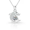 Comercio Exterior Transfronterizo Plata de Ley S925 Amazon Nuevo Modelo Delfín de Piedra Natal Doce Completo de Diamante Colgante Collar Simple Versátil