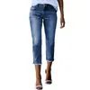 Jeans cropped ajustados elásticos lavados de verano europeos y americanos para mujer