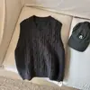 2026 Chica Nai Fu / Otoño-Invierno Cuello en V Color Sólido Tejido Trenzado Suéter Versátil Chaleco Superior para Superponer