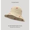 Sombrero de Paja de Pescador Estilo Vacacional Estilo Coreano Lindo Cereza Sombrero de Protección Solar para Mujer Verano Playa Marítima Sombrero de Paja Parasol con Ala Grande