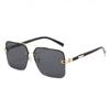 Nuevas Gafas de Sol Cuadradas de Media Montura, Gafas de Sol de Moda Cuadradas de Doble Puente Retro Transfronterizas para Mujer