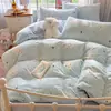 Juego de cuatro piezas de terciopelo de leche clase A invierno doble cara engrosado terciopelo coral ropa de cama para dormitorio estudiantil juego de tres piezas de franela edredón z
