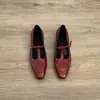 Zapatos Mary Jane de estilo intelectual para mujer, punta cuadrada, sencillos, con tacón grueso y tira en T, zapatos elegantes versátiles vintage de un solo color