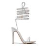 Tacones Zapatos de Tacón Alto Transfronterizos Venta al por Mayor Estilo Europeo y Americano Talla Grande Forma de Serpiente Correa Cruzada Romanos Sandalias de Tacón Alto Stiletto para Mujer