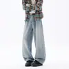 Calça jeans reta solta estilo americano para homens, calça comprida versátil da moda, jeans casual masculino, calça vintage que alonga as pernas