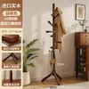 Cabideiro de Madeira Maciça para Quarto, Novo Modelo 2026, Cabide de Chão, Porta-Bolsas para Entrada de Casa, Design Simples
