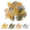Colgante Doble de Aleación Flor de Rosa Hueca Retro Accesorio de Conexión de Doble Agujero Pendientes Pulsera Collar Colgante DIY Q1169