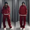 Pantalones Scimitar de Invierno Holgados Diarios Versátiles Cómodos Sudadera con Capucha de Color Sólido con Cremallera Conjunto Sudadera de Commuter para Hombre