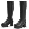 Nuevas Botas para Mujer 2026, Botas Largas Mate de Punta Redonda Hasta la Rodilla, Tallas Grandes 33-43, Botas Largas de Tacón Alto Grueso, Calzado de Comercio Exterior
