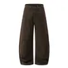 Pantalones de silueta desgastada retro americano, diseño punk plisado estilo callejero, pantalones holgados de pierna ancha, pantalones tipo papá para hombre