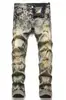 Traje de Mezclilla Estampado de Moda para Hombre, Chaqueta Ajustada Elástica Desgastada con Rasgaduras, Pantalones con Parches Desgastados, Lavado Vintage