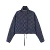 Ins Ropa de Mujer AliExpress Más Vendido Cuello Alto Lunares Gasa Chaqueta Bomber Estilo Piloto Abrigo