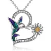 Colar Pingente Pássaro de Diamante Popular Transfronteiriço Europeu e Americano Design de Nicho Animal de Alta Qualidade Girassol Amor Colar
