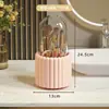 Organizador de higiene pessoal moderno, porta-canetas, recipiente de armazenamento de cosméticos, ferramenta mágica de armazenamento, porta-canetas rotativo à prova de poeira de grande capacidade para penteadeira
