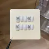 TaoxiliShell StarY Simple Blanco Lechoso Perlado Estrella de Cinco Puntas Transparente con Purpurina Uñas Portátiles Hechas a Mano