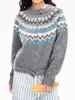 Suéter Jacquard Fairisland Outono e Inverno Estilo Preguiçoso Solto Vintage Jaqueta Cardigan com Zíper