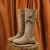 Botas vaqueras estilo retro para mujer, que aumentan la altura, 2026, nuevo estilo coreano, punta cuadrada, detalle de hebilla, plisadas, hasta la rodilla, botas de montar
