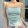 Nuevo Estilo Dulce y Cool Camisola de Cintura Plisada de Alta Calidad Almohadilla de Pecho de Látex Adelgazante Antideslizante Ropa Interior Base Ligera para Mujer
