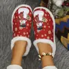 Nuevos Zapatos de Mujer Tallas Grandes Transfronterizos Pantuflas de Algodón Navideñas Pantuflas de Algodón Estilo Festivo para Mujer Algodón Peludo Cómodo Plano de Otoño e Invierno para Mujer
