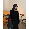 Procesamiento OEM de un suéter sexy de punto, de un solo hombro, hombros descubiertos, estilo casual para otoño, de manga larga, hombros descubiertos