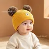 Gorro para Bebé Otoño e Invierno Cálido Gorro de Lana para Bebés Niños y Niñas Lindo Oso Gorro de Punto