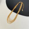 Doudou Mismo Estilo Cadena Dorada Multicapa Cadena Hueso de Serpiente Cobre Chapado Oro de 18k Estilo Francés Lujo Ligero Cadena para Reloj de Mujer Cadena Corta