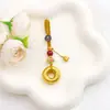 Chaveiro banhado a ouro de alta qualidade que não desbota, novo pingente de paz "Cem Bênçãos" estilo chinês, acessório para bolsa, presente de chaveiro para homens e mulheres