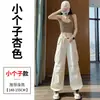 Pantalones de Trabajo de Secado Rápido Estilo Americano para Mujer, Talla Petite, Nuevo Verano 2025, Pantalones Jogger Paracaídas de Corte Holgado, Pantalones de Senderismo Amarillos