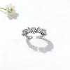 Diseño de Nicho Transfronterizo, Anillo Abierto Cuadrado de Circonia Personalizado y Versátil, Anillo Ajustable de Circonia Simple y de Moda con Forma de Gota