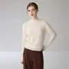 Suéter de cashmere com gola alta, novo estilo de inverno para mulheres, base lisa, justo, macio, de tricô, suéter curto