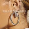 Aretes Versátiles Retro Europeos y Americanos con Incrustaciones de Diamantes, Aros Dobles, Desmontables, Multipropósito, Aretes Elegantes, Creativos y Exquisitos
