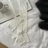 Calcetines sin pie estilo ballet para mujer, calcetines blancos finos de verano estilo Miu holgados, calcetines de malla transpirable con borde enrollado hasta la pantorrilla