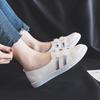 Primavera 2021, nuevos zapatos blancos de boca baja, transpirables, estilo coreano, para estudiantes, combinables, para mujer, zapatos de verano sin cordones, cómodos y a la moda.