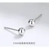 Prata Esterlina S999 Furos de Orelha Brincos Studs Doudou Geométricos Esféricos Brilhantes Pequenos Brincos Joias Simples Sem Furo