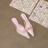 Primeiro Encontro Temporada Estilo Coreano Cobertura para a Cabeça Renda Elegante Salto Alto Bico Fino Stiletto Sandálias de Estilo Suave para Mulheres Sapatilhas Estilo Socialite