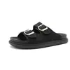 Pantuflas de Suela Gruesa para Mujer Verano Nuevas Sandalias Birkenstock de Doble Hebilla Exteriores para el Hogar Antideslizantes Cómodas Versátiles Zapatos Casuales