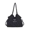 Bolsa de tela floral artística estilo coreano para mujer, bolsa de compras casual de gran capacidad, bolso de hombro versátil para el día a día