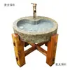Lavabo de piedra Lavabo de piedra de molino antiguo Tanque de agua para acuario Canaleta pequeña de piedra antigua retro Lavabo de patio Piedra de molino de trigo Taibao
