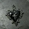 Colgante de aleación con forma de corazón de rosa espinosa gótica con cruz y goteo de aceite para pulsera, pendientes DIY, accesorios de joyería hechos a mano