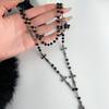 Collar de cuentas cruzadas de estilo gótico, cadena de suéter apilada larga, nicho de diseño de alta gama, joyería de moda europea y americana