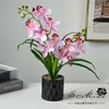 Flores Artificiales con 10 Flores y 6 Frutas, Planta en Maceta de Orquídea Phalaenopsis, Flor Artificial Creativa, Bonsái de Flor Artificial a la Moda, Adorno para Decoración del Hogar