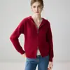 Outono/Inverno Novo 35% Caxemira Ponto Colmeia Com Capuz Zíper Duplo Cor Sólida Versátil Casual Para o Trabalho Tricô Manga Longa Cardigã