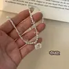 Collar con Colgante de Gato Estilo Dulce y Cuentas de Plata para Mujer Nuevo Nicho Elegante Suave Cadena para Clavícula Estilo Lindo Ins