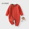 Roupas de Bebê de Algodão Elástico Espesso Novas de Primavera e Outono, Macacão Longo com Abertura Lateral, Roupa Externa Classe A, Macacão Estilo Europeu e Americano