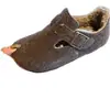 Sapatos Birkenstock 100% Lã, Sapatos Quentes de Algodão Baotou Slip-On, Sapatos de Lã Grossos e Forrados com Fleece para Mulheres, Estilos de Outono e Inverno