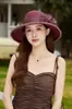 Sombrero de Pescador de Organza Floral de Ala Ancha para Mujer, Sombrero Elegante y con Estilo para Protección Solar, Sombrero de Playa de Moda para Viajes