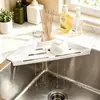 Estante de almacenamiento de cocina transfronterizo, escurridor de plástico para encimera, estante de almacenamiento sin perforación para fregadero, paño y esponja