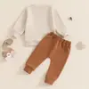 Traje de chándal con estampado de letras de manga larga para bebé, deportivo, casual, para Acción de Gracias, nuevo, Otoño e Invierno 2024, transfronterizo